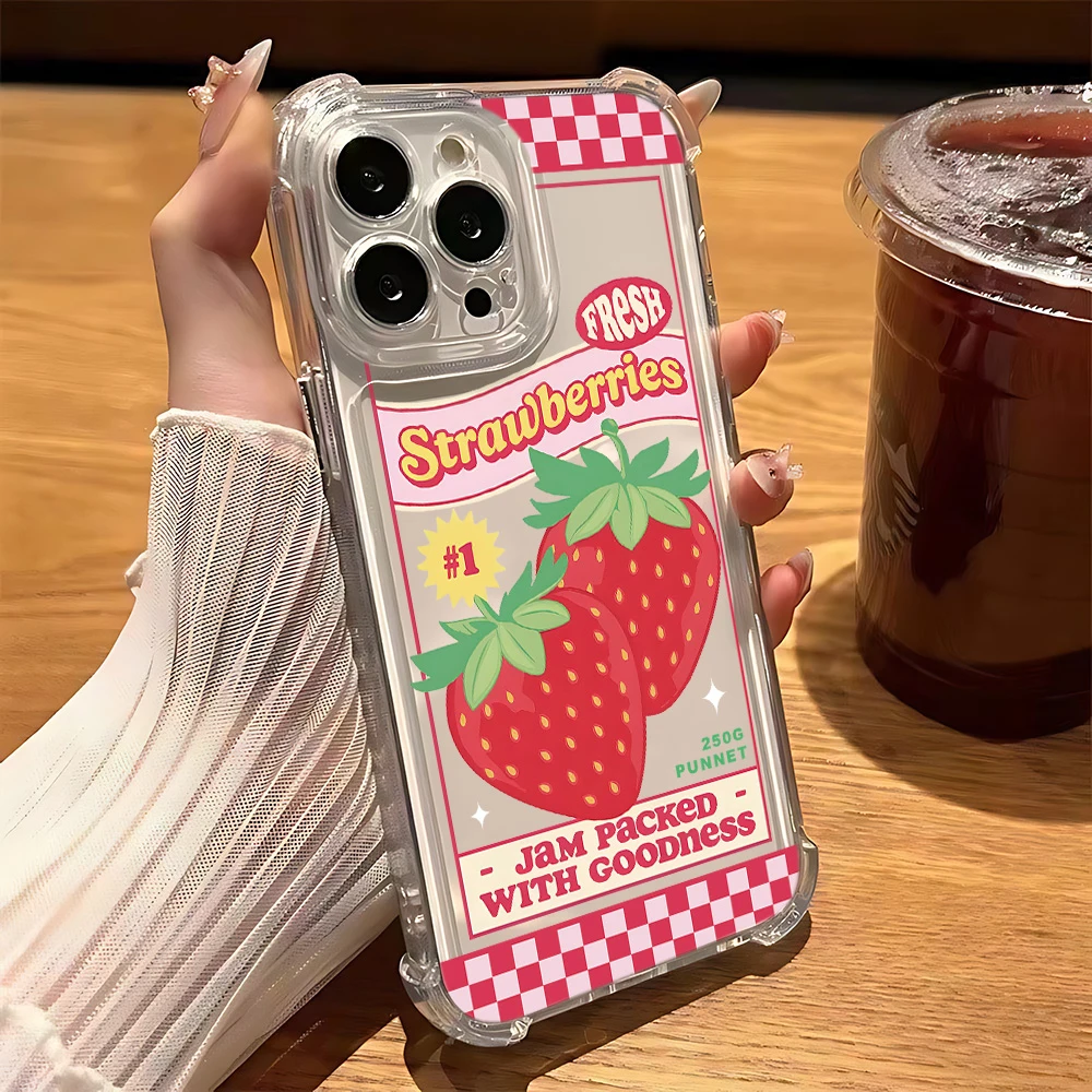 Funda de teléfono transparente anticaída con lazo de fresa para Xiaomi Redmi 14C 13C 12C K50 K40 Note 14 13 12 11 10 9S A1 A2 Pro Plus 4G 5G - imagen 3