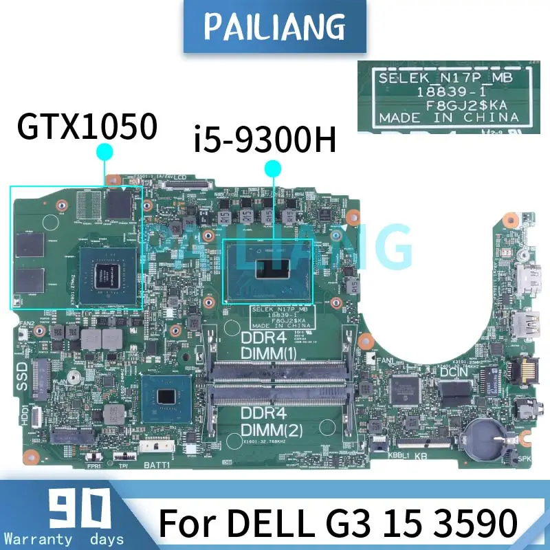 SELEK-placa base N17P MB 18839 para ordenador portátil, placa base para DELL G3 15 3590, CN-0GJ58G, 0GJ58G, GJ58G, 0MFHW7, I5, I7-9th, GTX1050 - imagen 2
