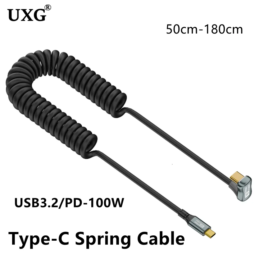 Cable extensor de resorte USB tipo C PD 100W Cable para Samsung Xiaomi Huawei teléfono cargador rápido iPhone15 Wird PD Cable de datos USB3.2 8K