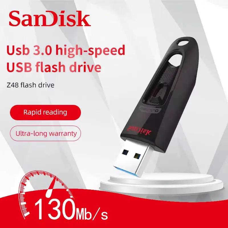 SanDisk-Ultra unidad Flash USB 3,0, pendrive de 16GB, 32GB, 64GB, 128GB, 256GB, 512GB, 100 MB/s, para ordenador portátil y de escritorio, Netbook U Disk - imagen 2