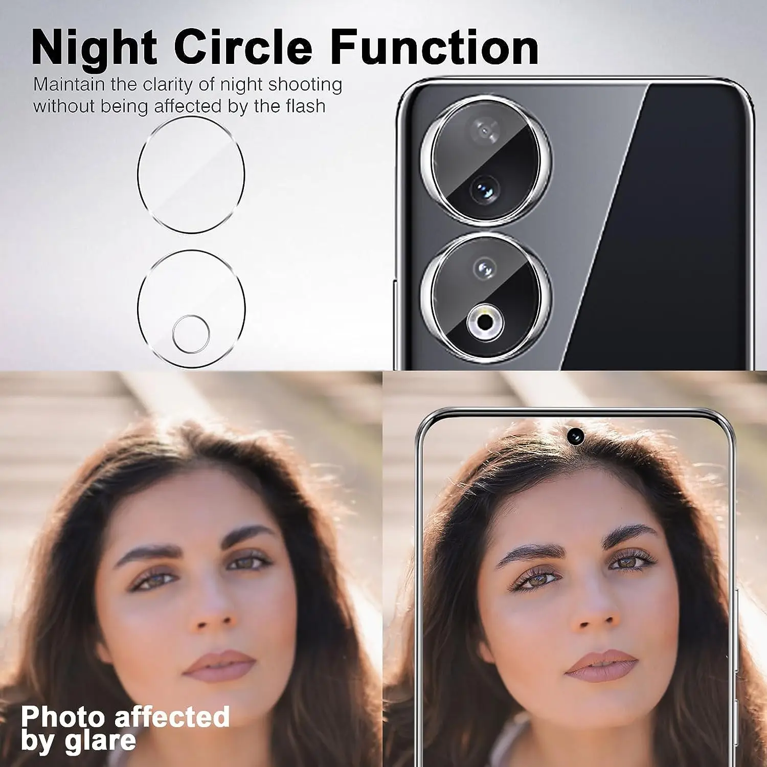 Vidrio templado curvo 3D 9H para Honor 90 Pro, Protector de pantalla de vidrio para Huawei Honor 90Pro, Protector de lente de cámara - imagen 3