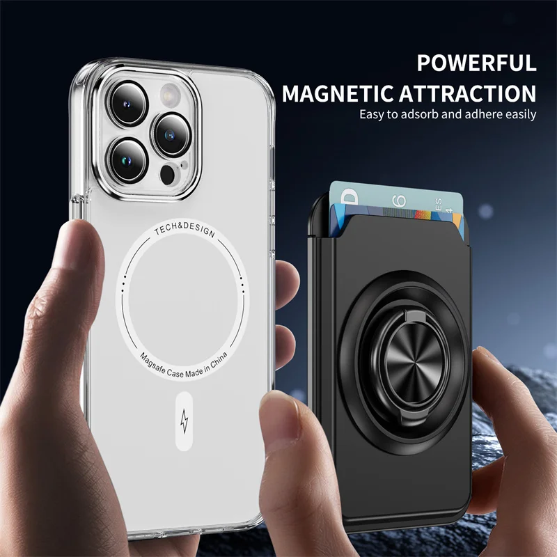 Magnético Para Anillo Magsafe 360 °   Cartera con soporte para iPhone 16 15 14 13 12 Pro Max para Samsung S24 S23 S22 Ultra funda para tarjetero - imagen 2