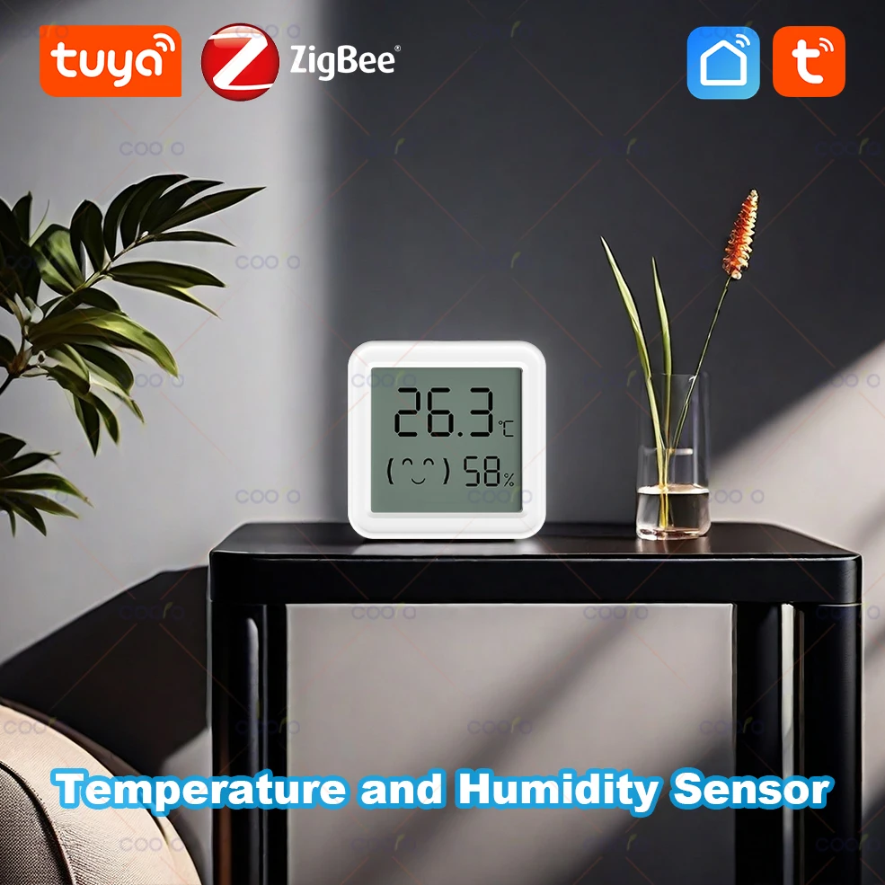 Mini Zigbee 3,0 Sensor de temperatura y humedad pantalla LCD aplicación remota Control termómetro a través de Tuya Smart Life para hogar inteligente
