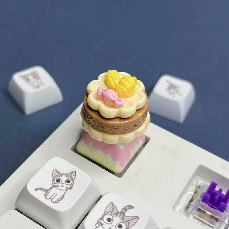 Teclas de pastel de caramelo de dibujos animados coloridos para niña, teclas de teclado mecánico, eje de Cruz rosa, interruptor Cherry MX, bricolaje, nuevo - imagen 2