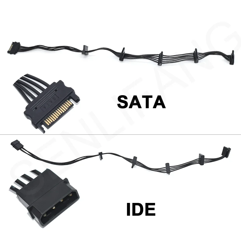 Nuevo Cable divisor de fuente de alimentación IDE SATA/4PIN de 15 pines, disco duro de 1 macho a 5 hembra para DIY, Cable de alimentación de extensión para PC - imagen 2