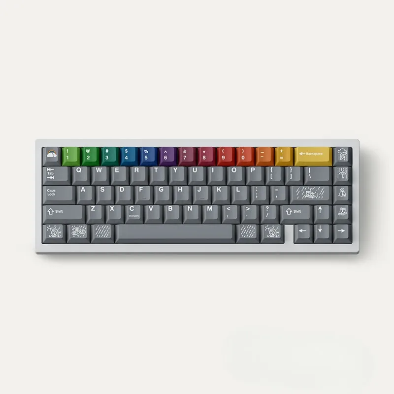 Teclas originales con tema después de la lluvia, sublimación PBT, Color arcoíris, teclas personalizadas, accesorios para teclado mecánico, regalos - imagen 2