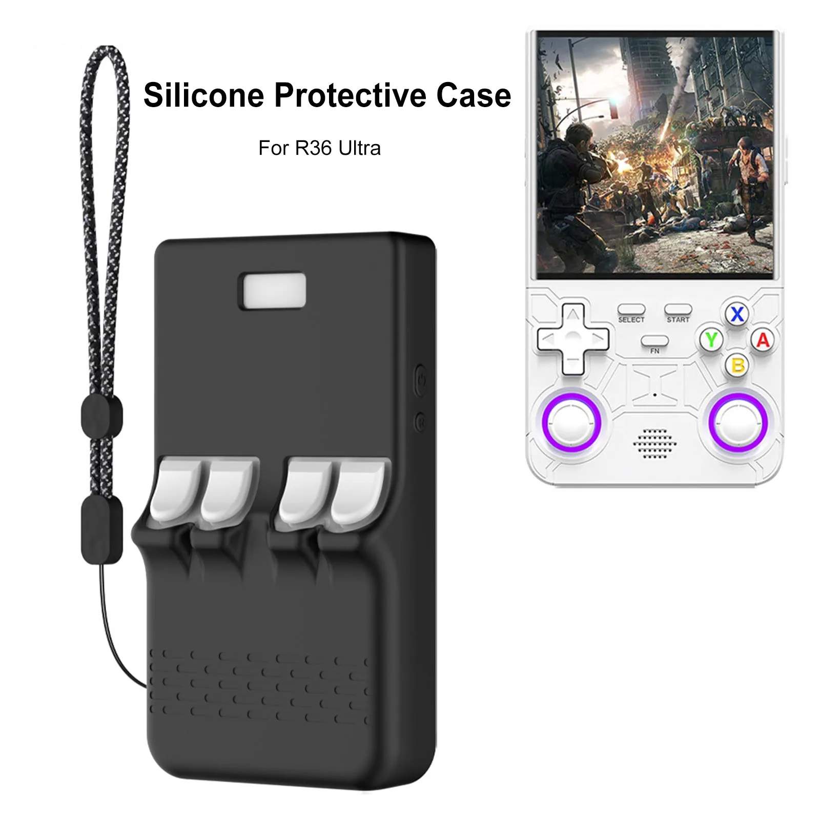 Funda de silicona para consolas de juegos portátiles R36 Ultra Retro, funda protectora anticaída, funda suave con cordón para R36 Ultra - imagen 2