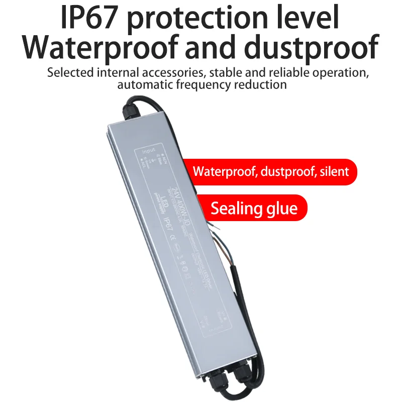 Fuente de alimentación conmutada impermeable IP67, adaptador de transformadores de iluminación de 12W, 18W, 24W, 48W, 60W, 100W, 200W, 300W, 400W, 12V y 24V - imagen 2