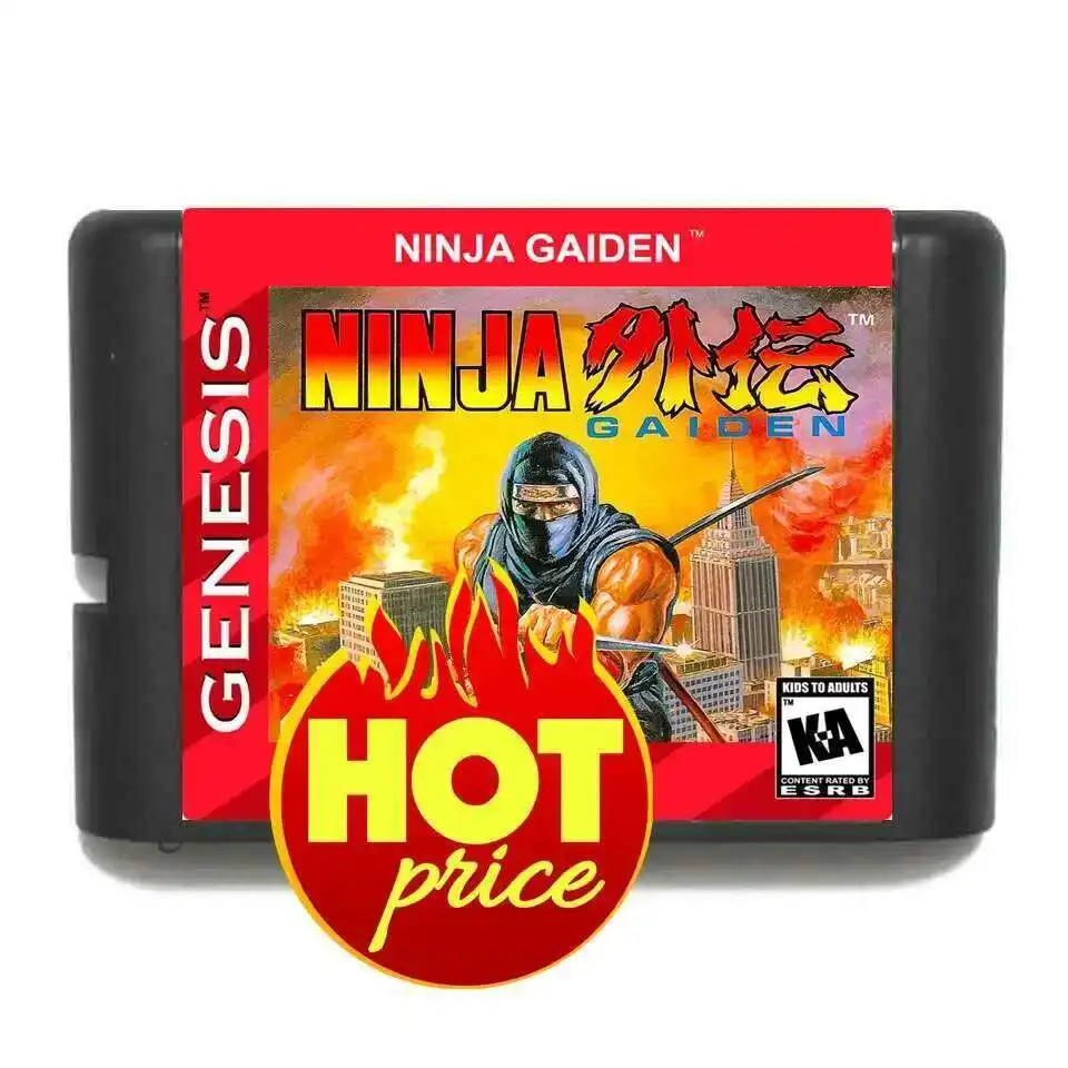 Carro de reproducción de cartas de juego Ninja Gaiden MD de 16 bits para Sega Genesis Mega Drive