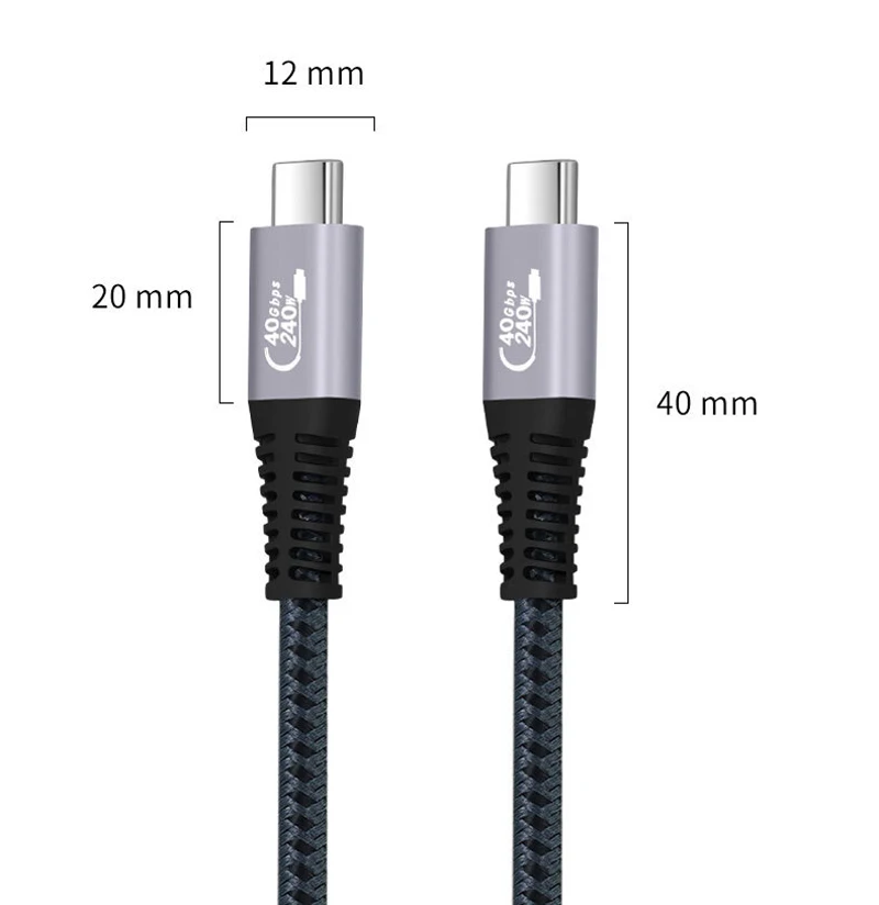 Cable de datos USB 0,5 de 4,0 M/1M/2M, transmisión de datos de 40Gbps ultrarrápida, pantalla de carga rápida de 240W, 8K, 6K o vídeo Dual 4K - imagen 3