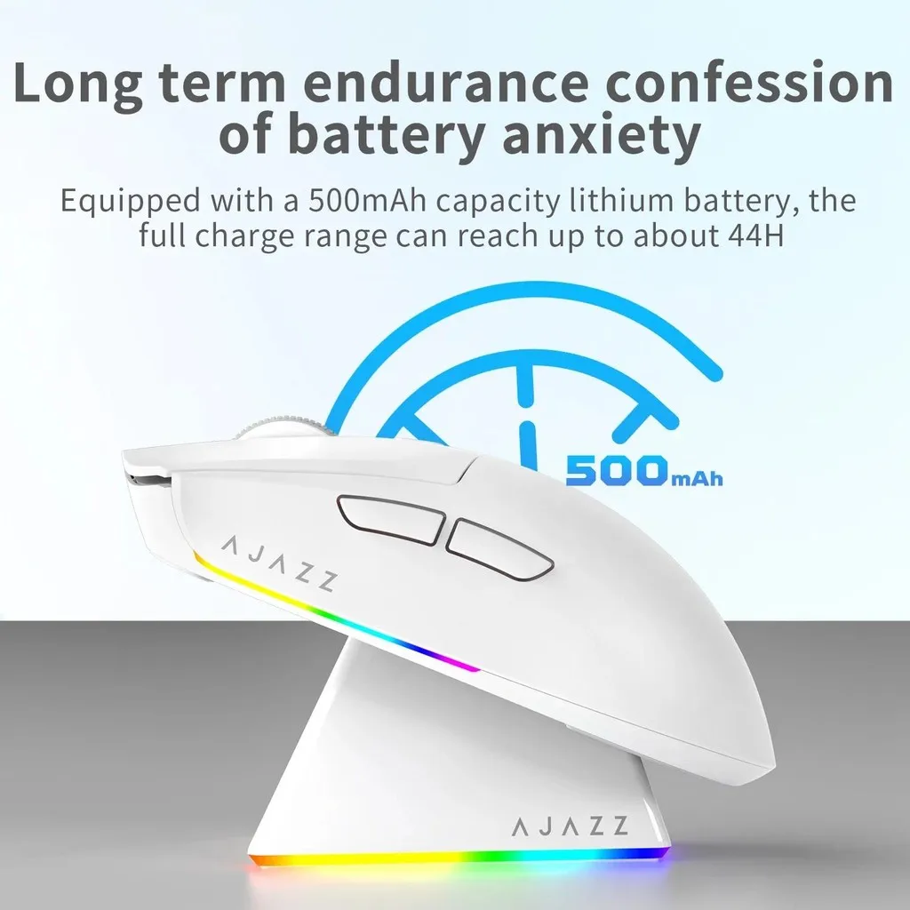 Ratón inalámbrico AJAZZ AJ139 V2 MC trimododo RGB 500mAh batería larga PAW3311 12000DPI 66g diseño de mano grande para PC portátil Gamer - imagen 5