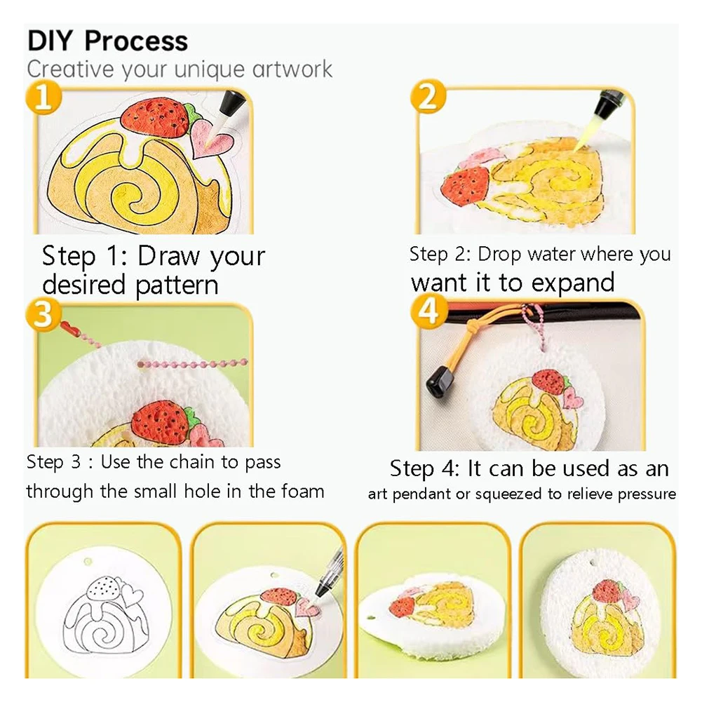 Esponja de lienzo mágica para dibujo 3D con pincel de acuarela, rotulador, papel de pintura mágica, Kit de pintura hinchada, suministros de arte DIY - imagen 5