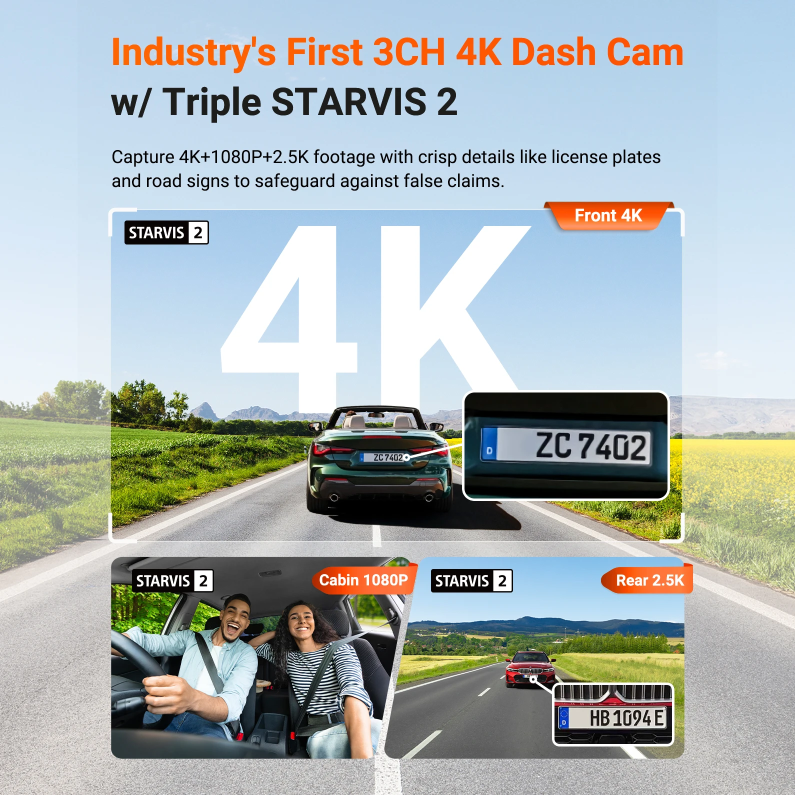 Vantrue N4 Pro S 3 canales DashCam STARVIS 2 HDR IR visión nocturna 4K + 1080P + 2,5 K cámara trasera impermeable Wi-Fi GPS 24h modo de estacionamiento - imagen 3