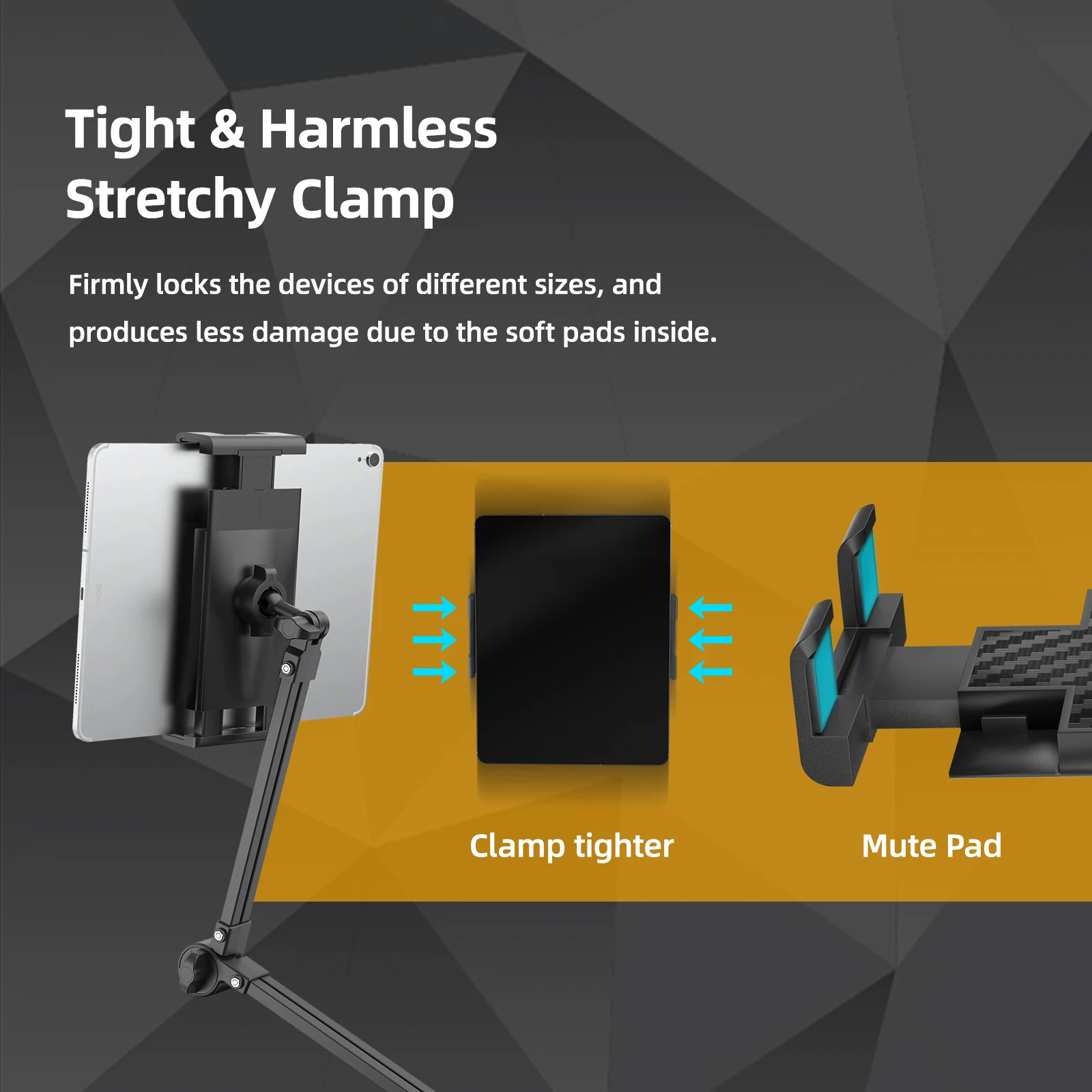 Brazo mecánico de tres secciones para tableta, soporte de metal para teléfono móvil, mesita de noche, soporte cantilever para ipad, vídeo de escritorio, tipo universal - imagen 5