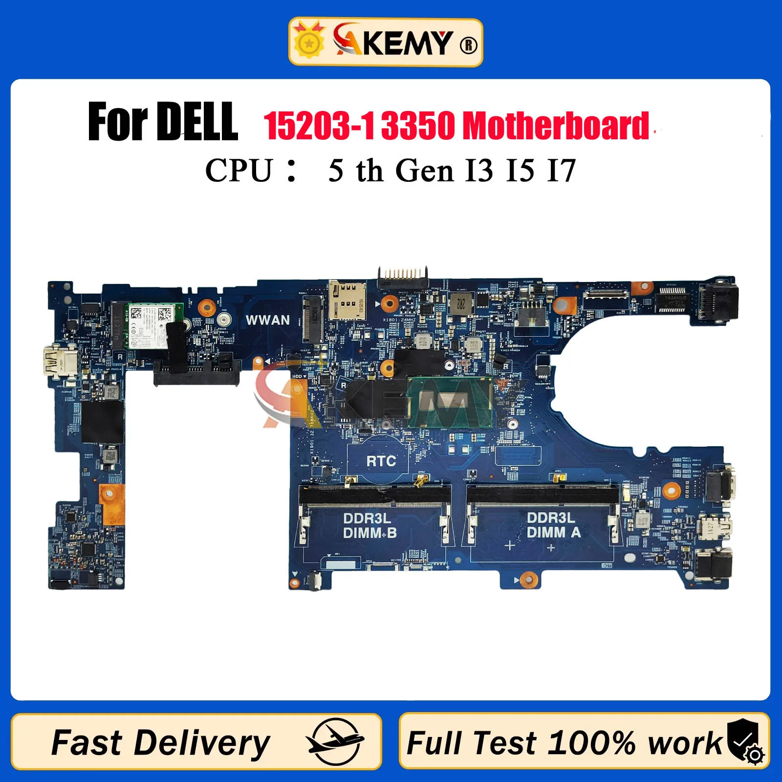 Para la placa base del ordenador portátil Dell Latitude L3350 CN-028CG2 0P0WRG 0GPFN8 09VY7H 0FT9HH 15203-1 con i3 i5 i7 completamente probado