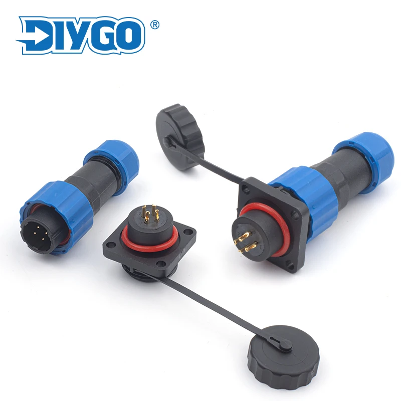 DIY GO macho y hembra acoplamiento aviador enchufe de aviación tipo cuadrado SP16-2 3 4 5 6 7 9 pines Cable eléctrico bloque de terminales a tope