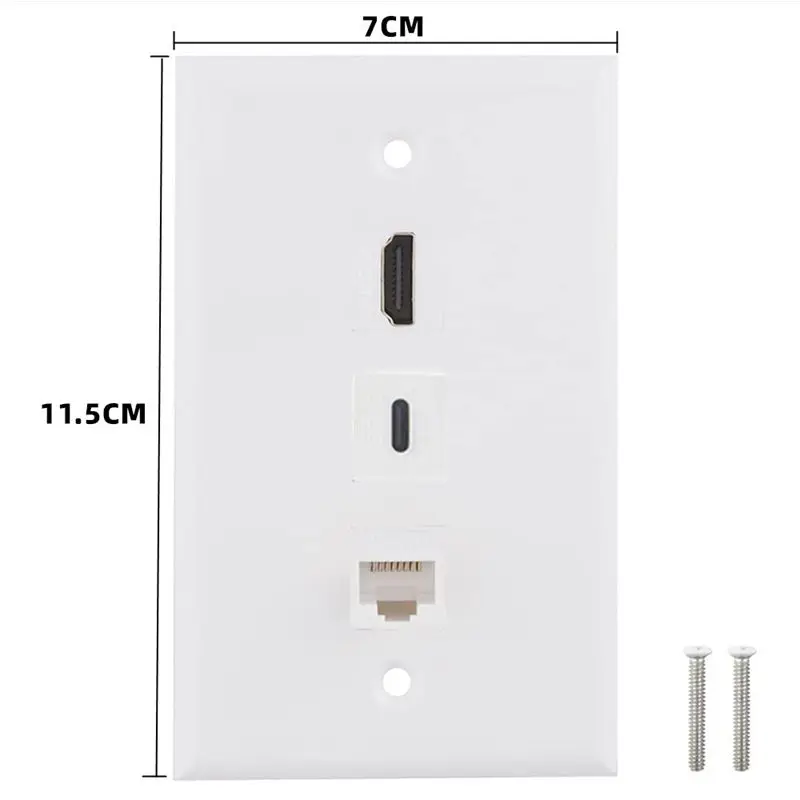 Panel de enchufe sin soldadura para datos de alta definición, USB tipo C CAT6, Compatible con HDMI, 3 puertos, información Multimedia, enchufe de pared - imagen 5