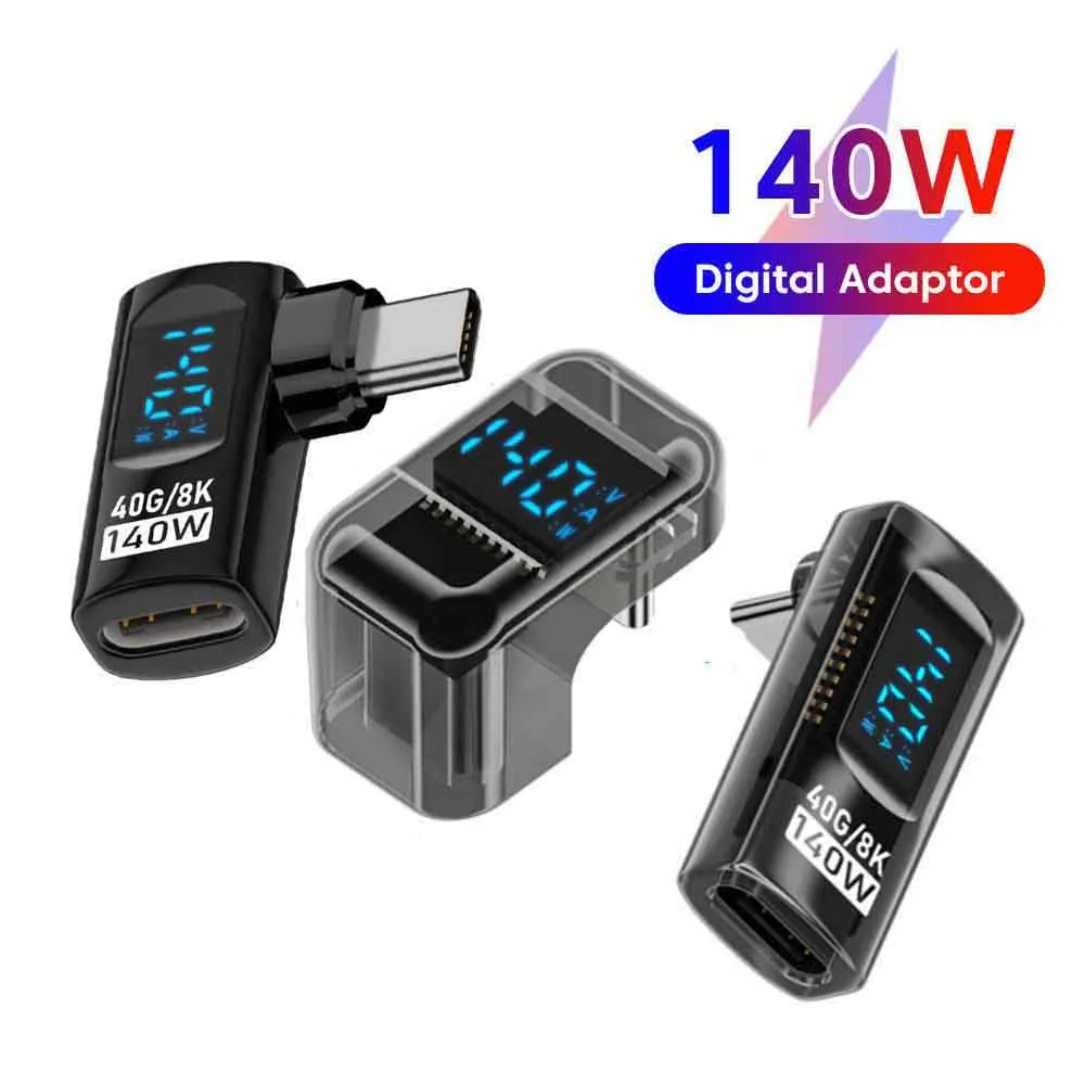 Adaptador USB C de 90 grados, adaptador tipo C en forma de U de ángulo recto, transferencia de datos de 40Gbps PD 140W USB4.0 8K 60Hz, vídeo para Thunderbolt 3/4 - imagen 2