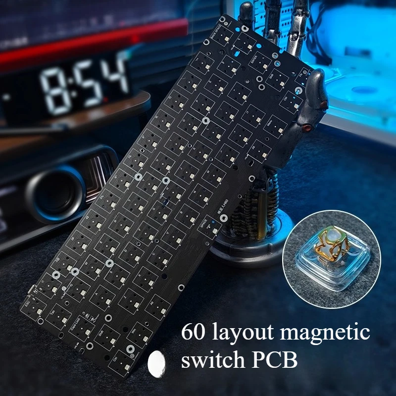H60PRO 61 teclas interruptor magnético placa PCB RGB posición de luz de alto brillo Gh60 accesorios de teclado mecánico para juegos 60 diseño