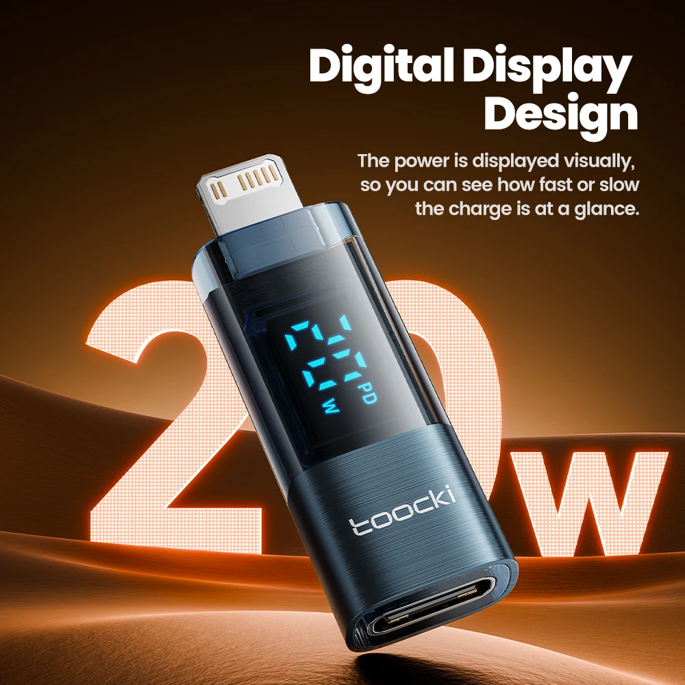 Toocki USB C OTG a adaptador de iluminación para iPad Air pantalla Digital 27W convertidor OTG de carga rápida para interfaz IP iPhone 14 13 - imagen 5