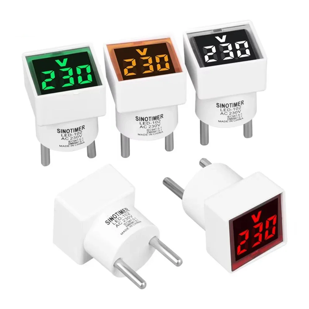 AC 220V 230V Mini voltímetro LED voltímetro Detector Monitor enchufe de la UE pantalla Digital medidor de voltaje indicador voltímetro cuadrado - imagen 2