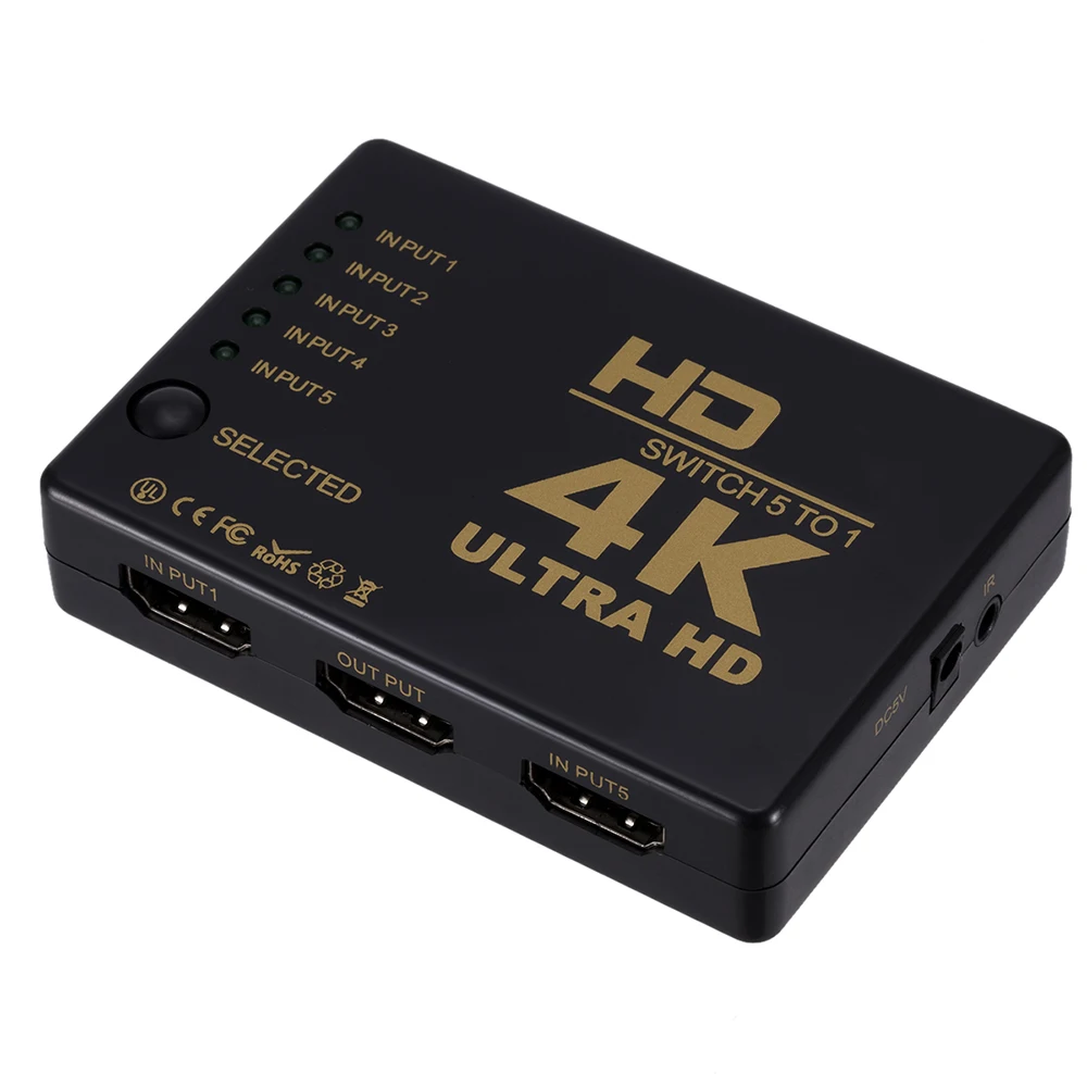 Conmutador compatible con HDMI 1x5 Puerto 5 en 1 out HD 4K * 2K Switch Selector Splitter Hub con IR Remote 3D para PS3 Xbox 360 HDTV - imagen 2