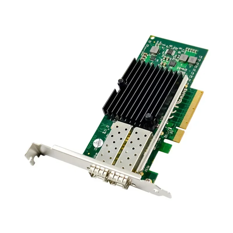 Tarjeta de red óptica de servidor Gigabit PCI-E X8 de 2 puertos PCIe 10 Gigabit Etherne SFP + tarjeta de red óptica chip de 10000mbps Intel82599ES