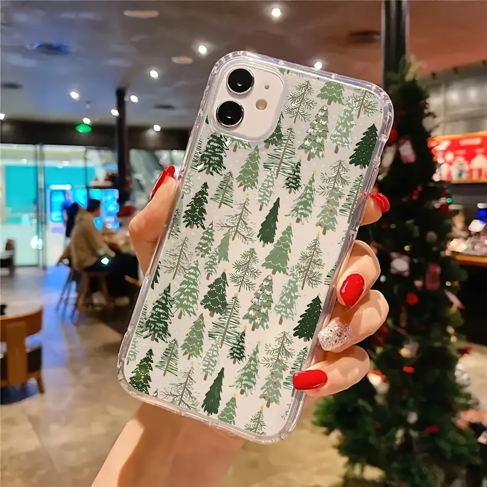 Funda de teléfono transparente estética con árbol de Navidad de abeto para iPhone 17 16 11 15 14 13 12 Pro Max XS X 7 8 Plus, funda trasera transparente para teléfono - imagen 5