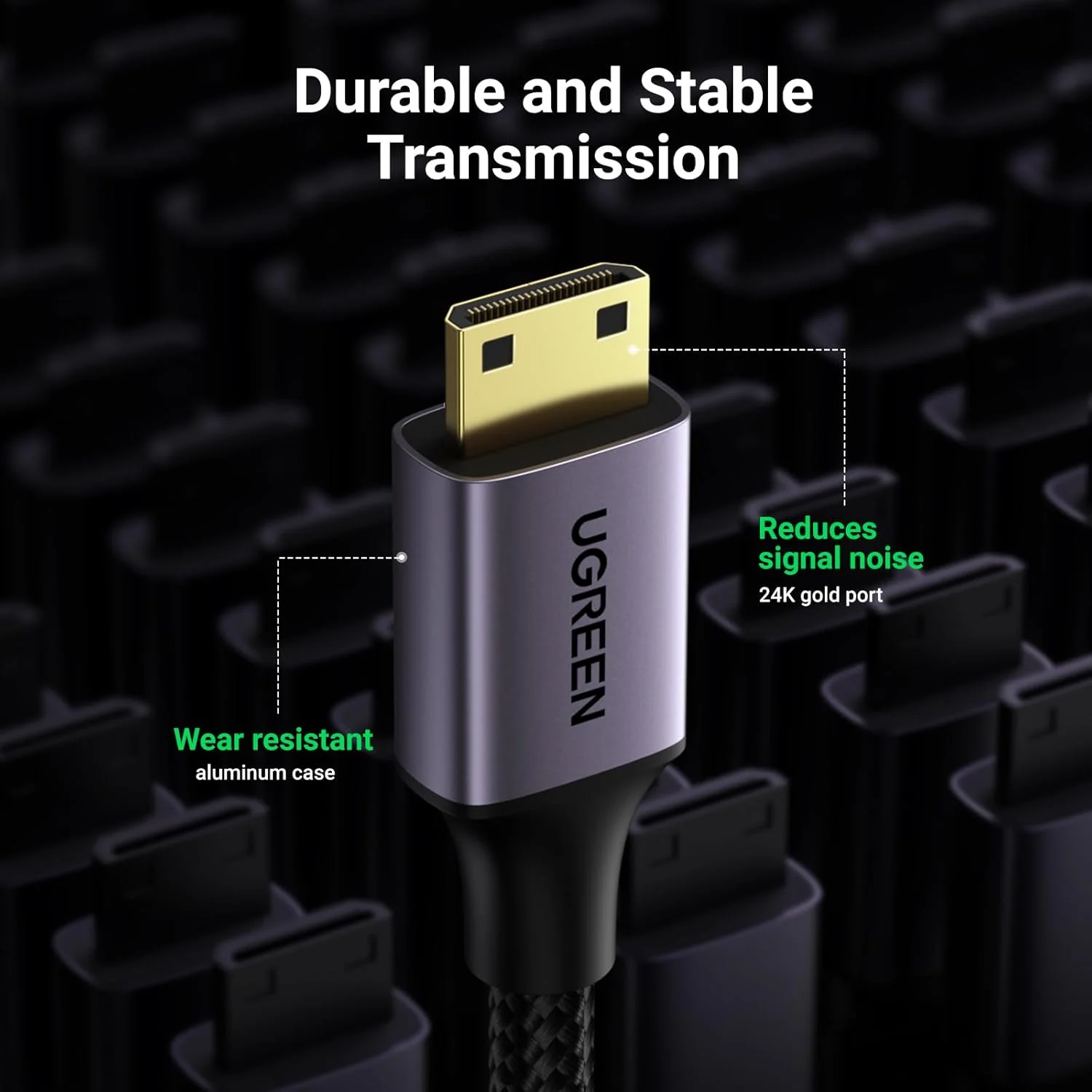 Adaptador Mini HDMI a HDMI Carcasa de aluminio trenzada 4K 60Hz HDR 3D Compatible con Raspberry Pi Zero 2 W/W Monitor portátil DSLR. - imagen 2