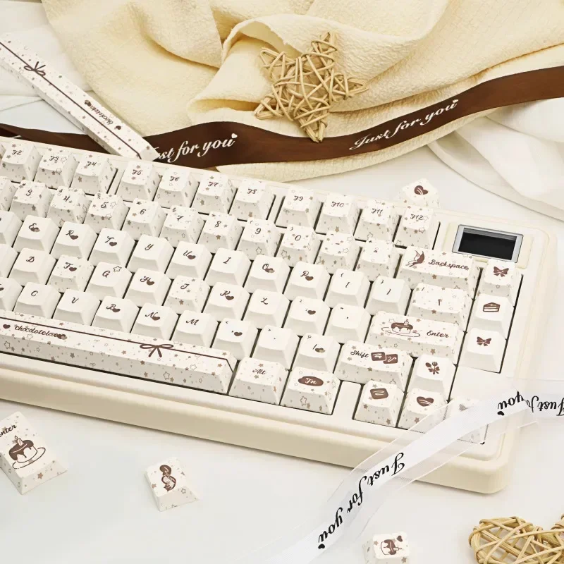Juego de teclas con tema crujiente de Chocolate, perfil de cereza, sublimación PBT, teclas hechas a mano personalizadas para accesorios de teclado mecánico - imagen 5