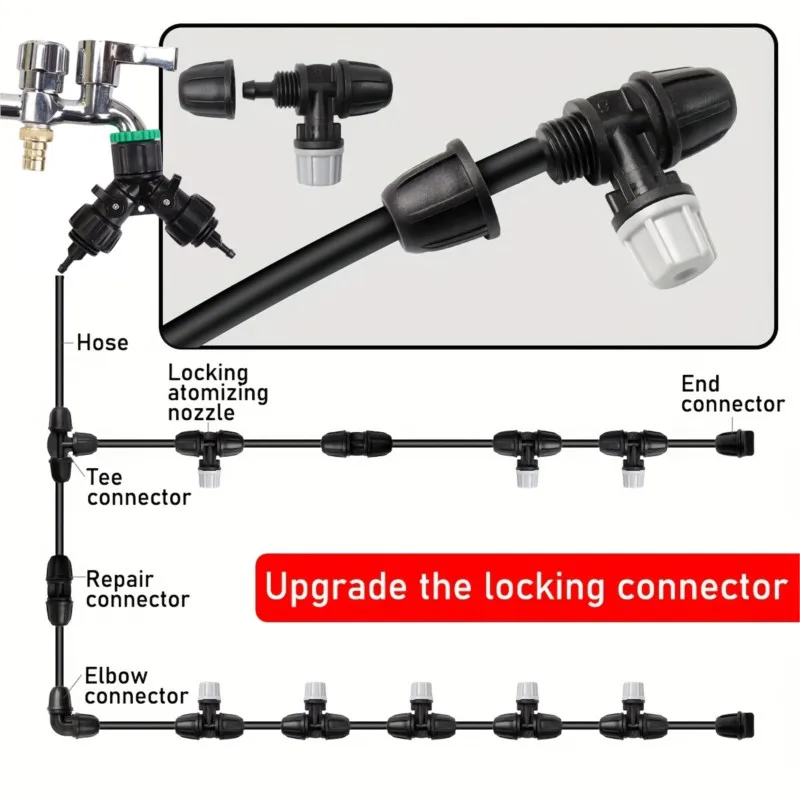 Kit de sistema de riego por nebulización DIY: riego automático con goteo en aerosol para humidificación de enfriamiento al aire libre y riego de jardín - imagen 2