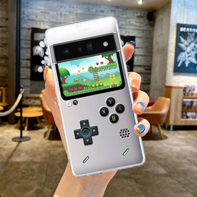 Gameboy-funda de teléfono para Google Pixel 8 7 6 Pro, carcasa suave de TPU para Pixel 6A 5 4 5A 4A 3A XL 5G, cubierta transparente a prueba de golpes - imagen 4
