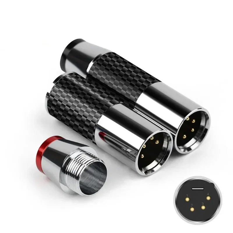 Conector XLR de 4 pines, enchufe de cañón, electrónica de consumo, micrófono de soldadura, Cable de Audio, Terminal de altavoz, acero inoxidable, negro y rojo - imagen 5