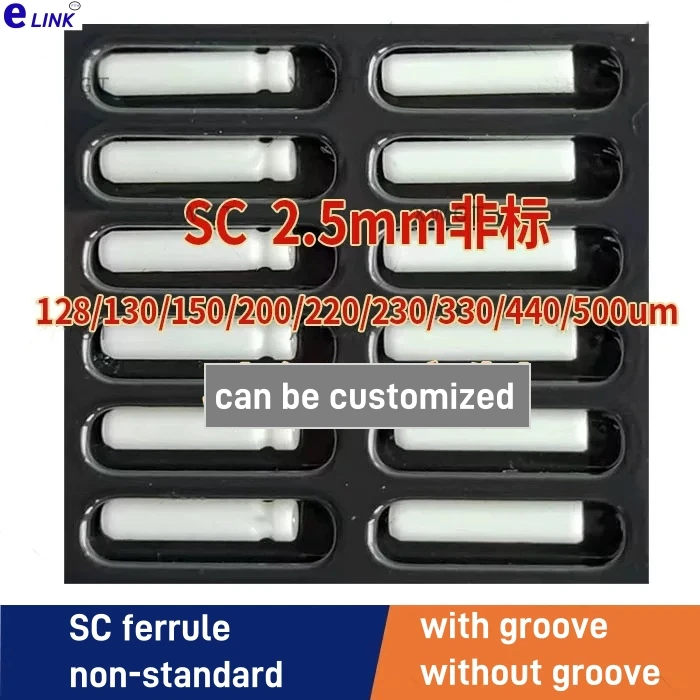 Casquillo cerámico de fibra SC con ranura 100 Uds 2,5mm 330um 440um 400um 500um no estándar se puede personalizar