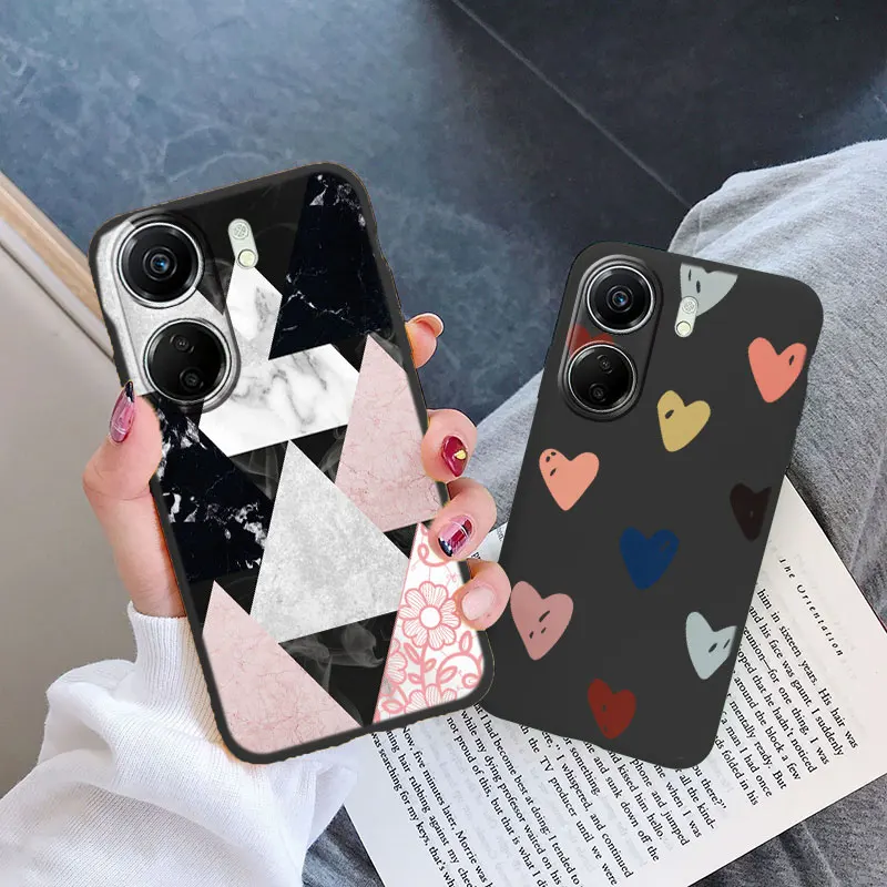 Funda con estampado de mármol y corazón rosa para Redmi 13C 13 A5 A3, funda protectora de silicona suave pintada con búho de dibujos animados para cámara - imagen 2