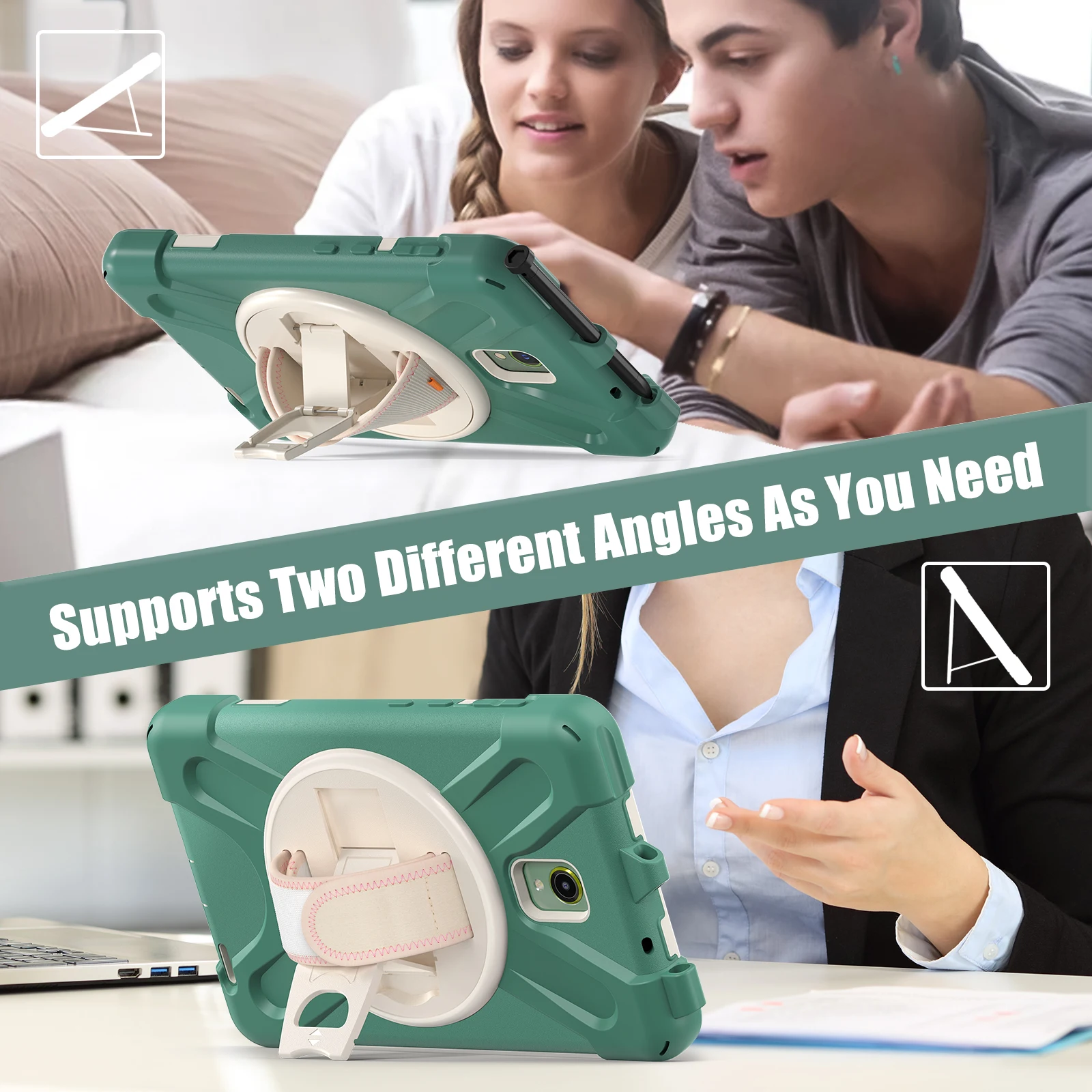 Funda rugosa Universal para Samsung Galaxy Tab Active5 2024, SM-X300, X306B, cubierta giratoria de 8,0 pulgadas para Active3 2020, T570, T575, Correa - imagen 4