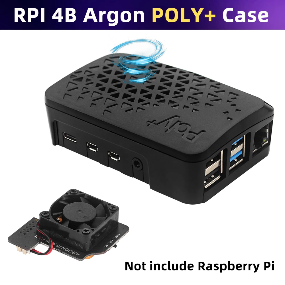 Raspberry Pi 4 Argon POLY + caja ventilada con ventilador PWN disipadores de calor de cobre radiador de refrigeración carcasa ABS para Raspberry Pi 4 modelo B - imagen 2