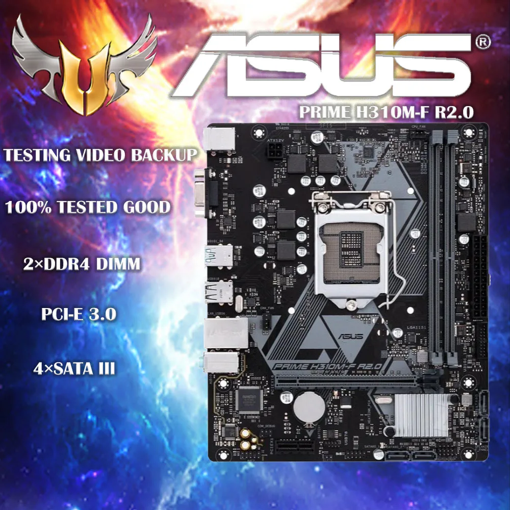 Placa base ASUS usada PRIME H310M-F R2.0 LGA 1151 compatible con DDR4 32GB 2666MHz SATA 6Gbps y USB 3.1 Gen 1