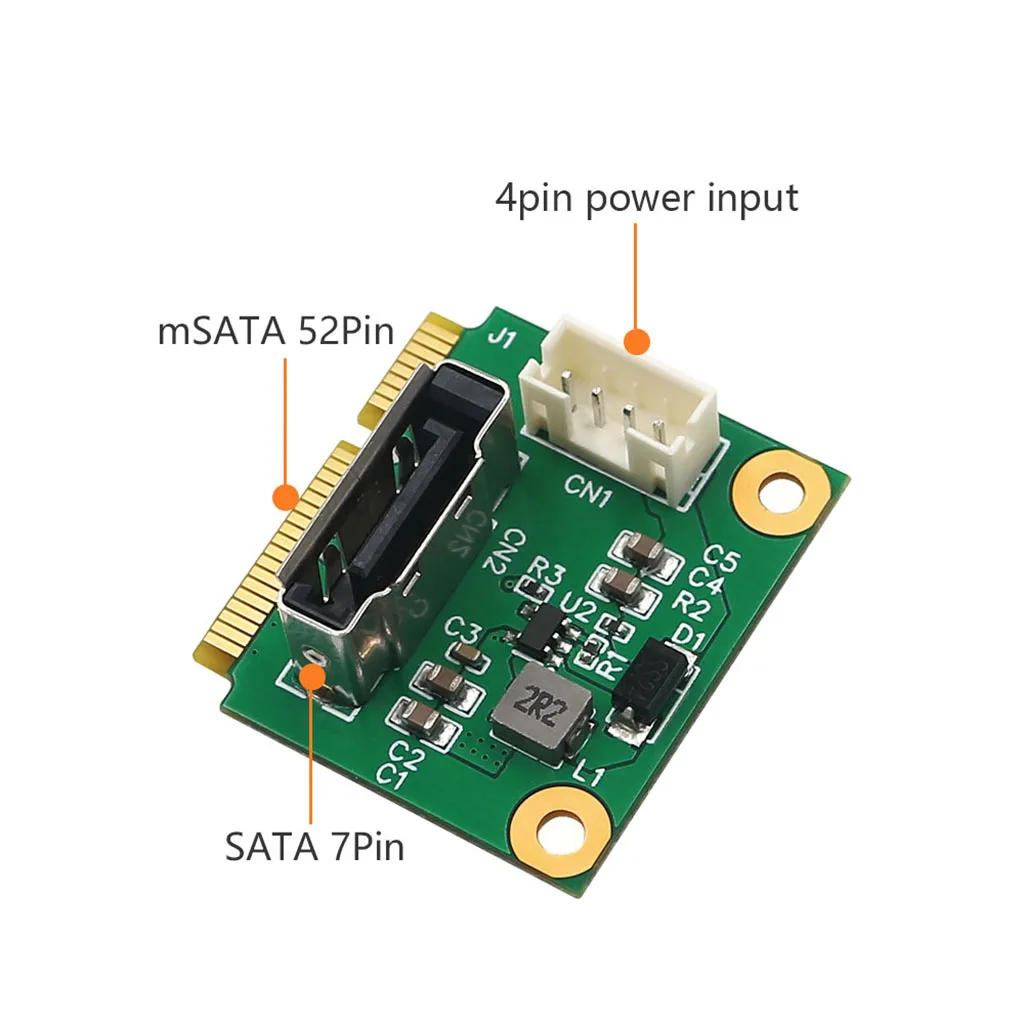 Adaptador Msata a SATA de 2,5 pulgadas, Cable convertido, conector de fuente de alimentación de 5V, elevador mSATA a SATA de 2,5 "con Mini tarjeta, soporte medio a completo - imagen 4