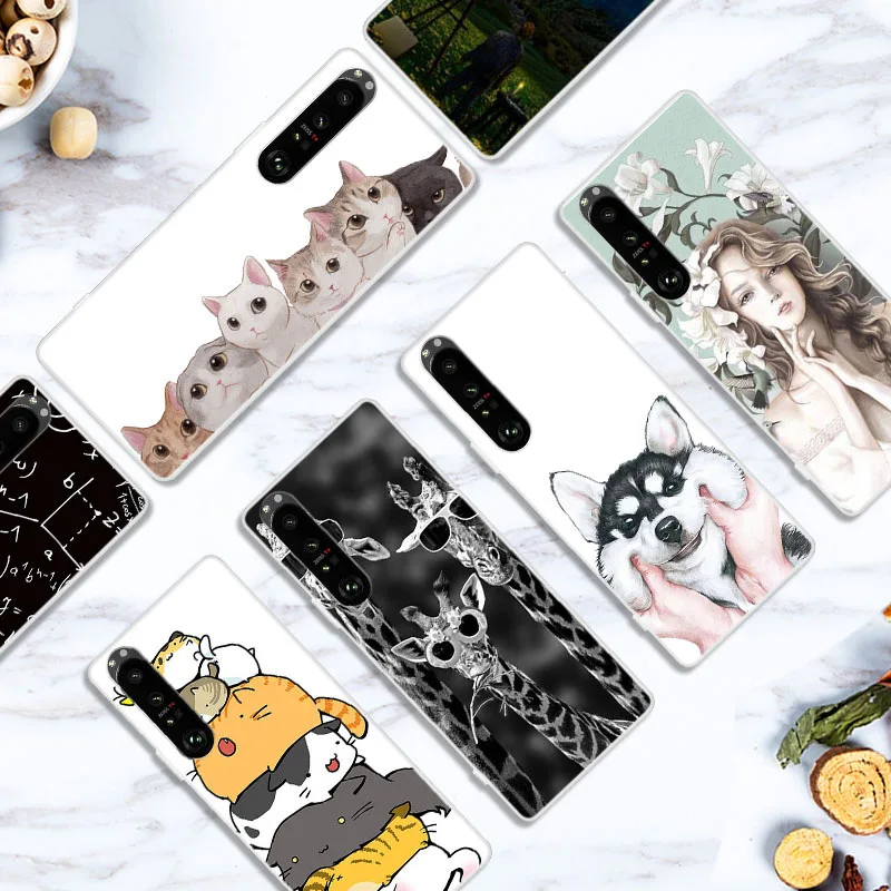 Funda trasera transparente de silicona TPU suave pintada para Sony Xperia 1, 5, 10, II, III, IV, 10, III - imagen 4