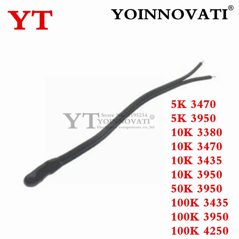 Sensor de temperatura de termistor epoxi de precisión, 20 piezas, 5K, 3470, 3950, 10K, 3380, 3470, 3435, 3950, 3950, 100, 3435, 50K, 3950, 4250, 200MM