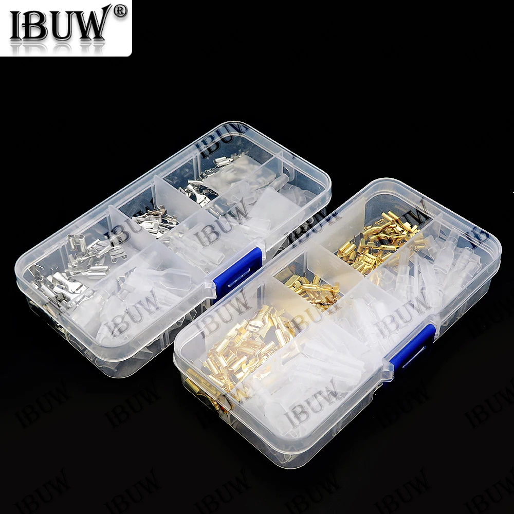 120 Uds 2,8/4,8/6,3mm bota de terminal de pala hembra-20 piezas cada tamaño, plata y oro para proyectos de cableado electrónico