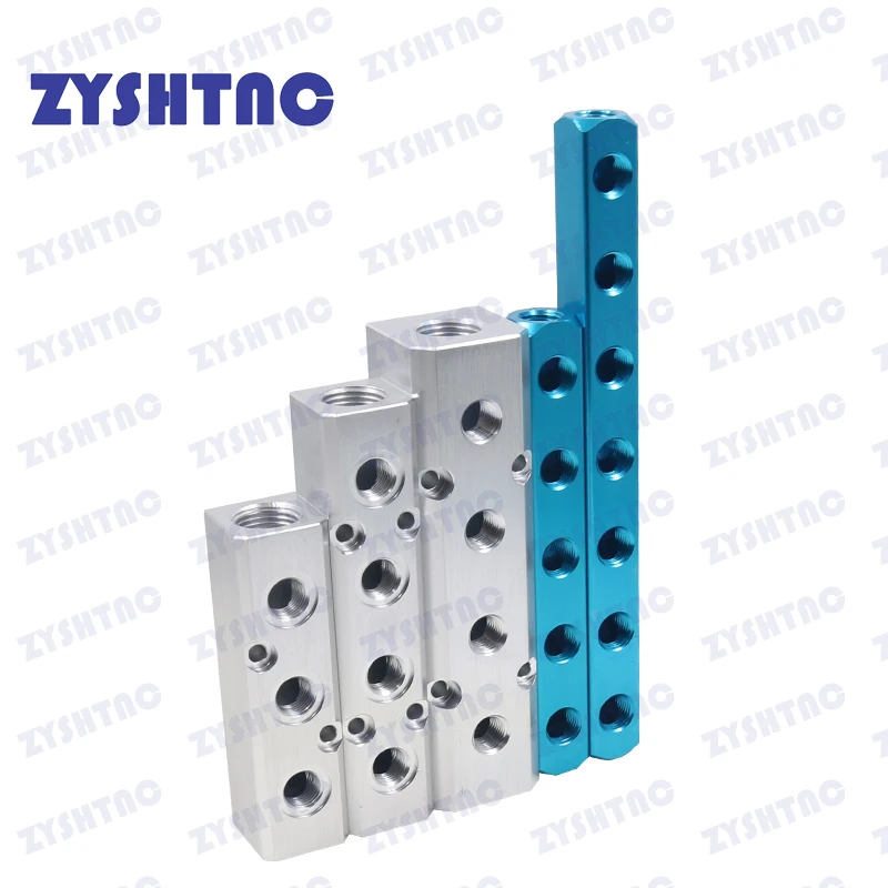 Divisor de aluminio de 1/2 "pt, puerto de rosca 2, 3, 4, 5, 6, 7, 8, 9, 10 vías, conector distribuidor de colector de aire neumático 1/4 - imagen 2