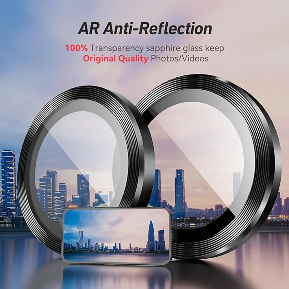 3-2 uds vidrio de protección de lente de cámara de Metal para IPhone 16 17Pro Max 14 Plus 15 Pro Max 13 Mini 16E lente de IPhone vidrio templado - imagen 3