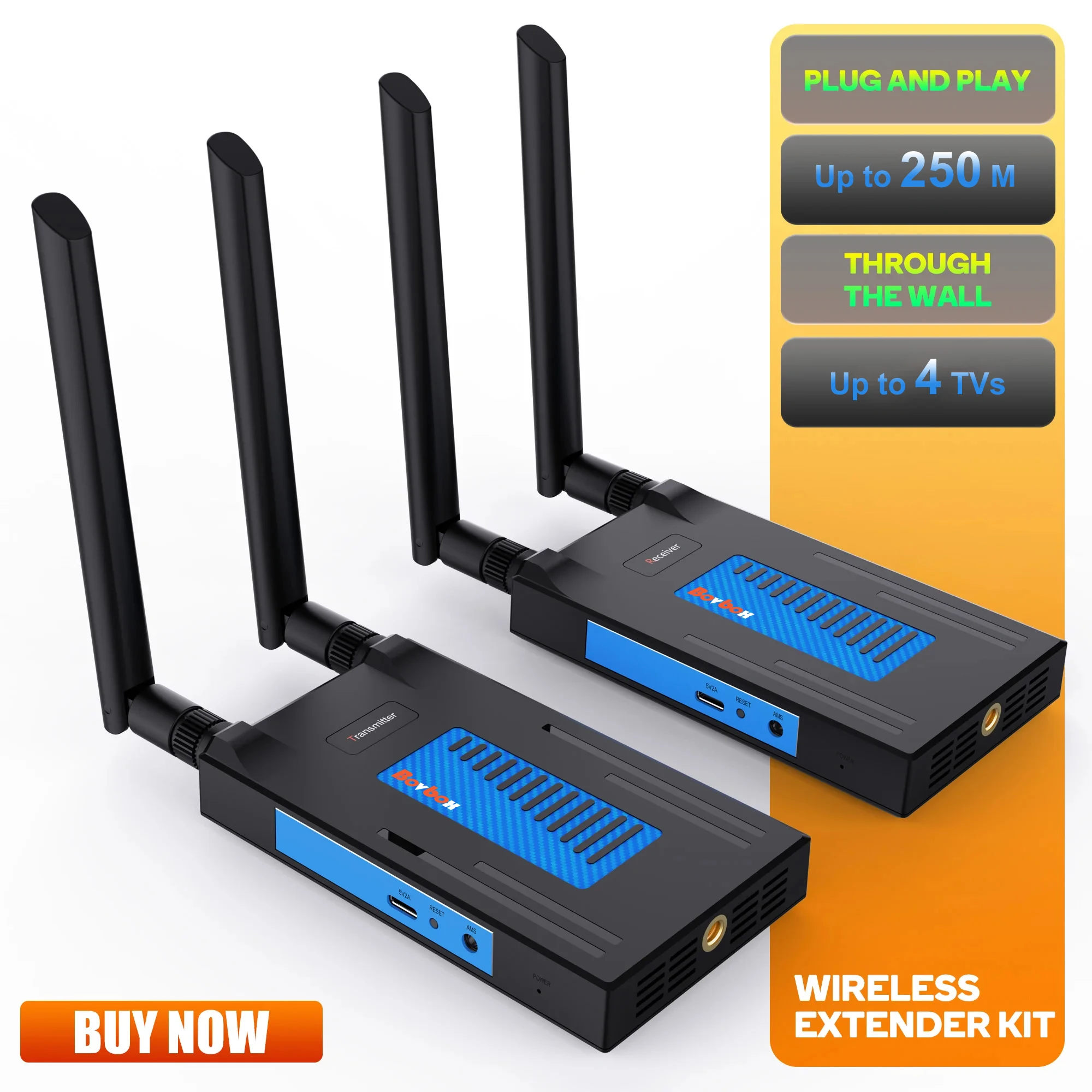 Sistema de transmisión inalámbrica de Audio y vídeo, transmisor y receptor, extensor HDMI de 200m, compartir para cámara, transmisión en vivo, DVD, PC a TV - imagen 2