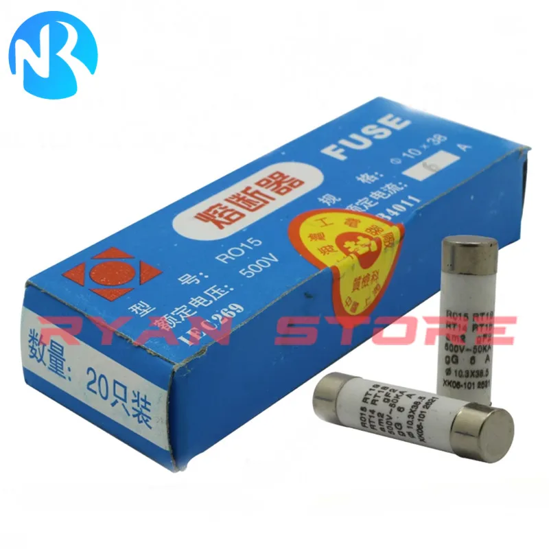 20 piezas-fusible de cerámica, RO15, 1A, 2A, 3A, 4A, 5A, 6A, 8A, 10A, 16A, 20A, 25A, 32A, 500V, R015, 10x38, 10x38mm - imagen 3