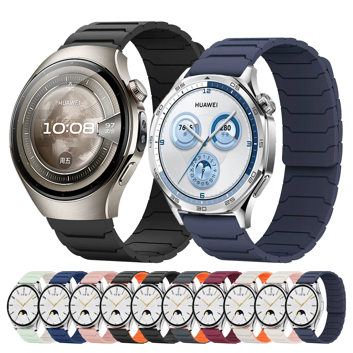 Correa magnética de 20/22mm para HUAWEI WATCH GT 5 4 3 pro, correa de silicona de 46mm para WATCH 5 4/GT5 GT4 GT3 GT2, pulsera elástica