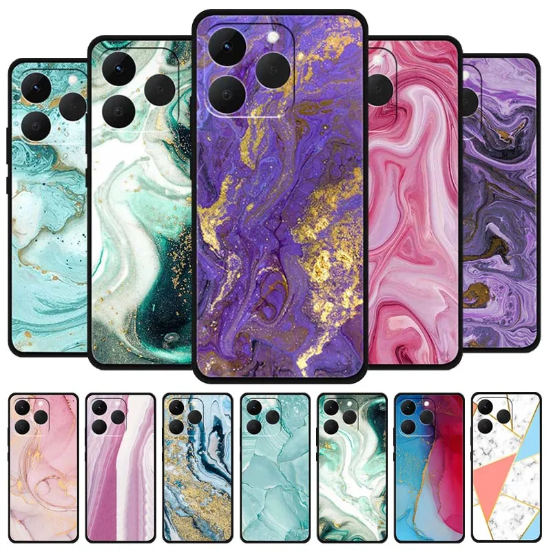 Para OPPO Realme 15T 5G 6,57 "funda nueva textura de mármol colorido silicona suave TPU cubierta negra para Realme 15T 5G carcasa de teléfono 15 T