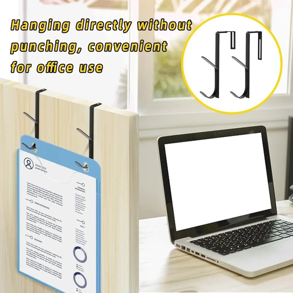 Ganchos para abrigos dobles ajustables de metal resistente sobre el panel, ganchos para cubículo de montaje en pared para paneles de 1,35-3,5 pulgadas (paquete de 2) - imagen 5