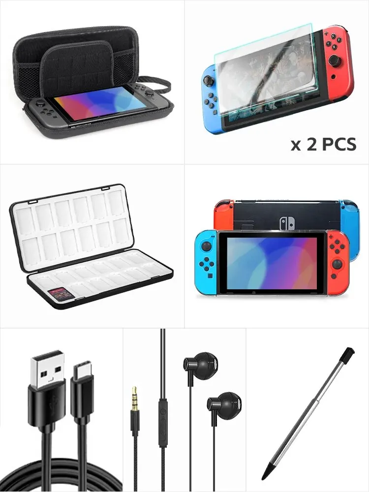 Funda protectora para Nintendo Switch, Kit de accesorios para Nintendo Switch con estuche de transporte de viaje, Protector de pantalla - imagen 2